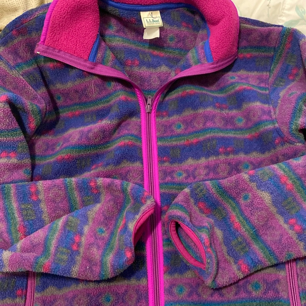 L.L. Bean purple patterned fleece jacket